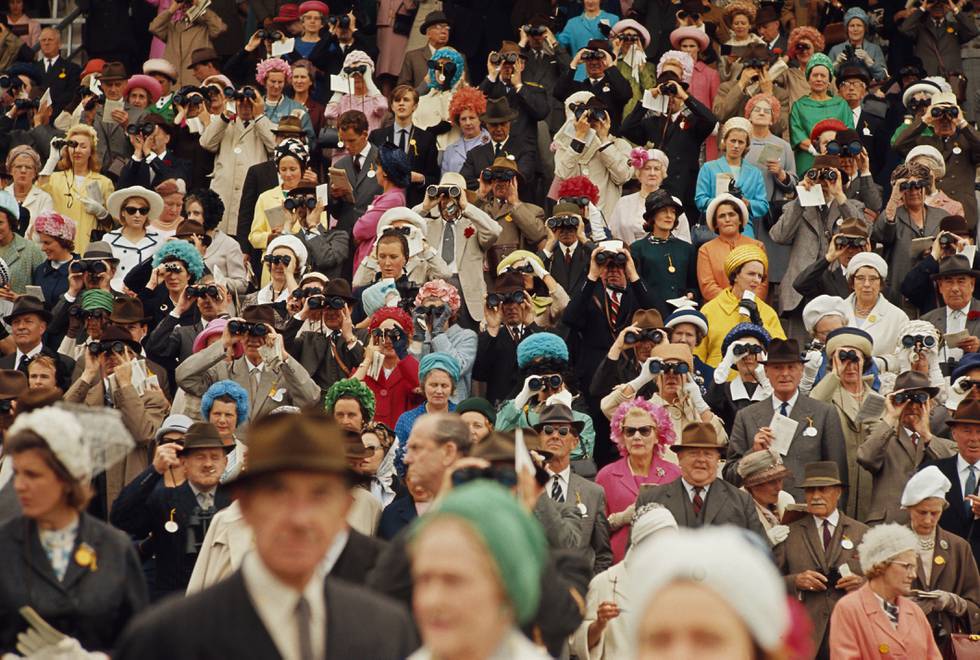 Spectators Watching Race at Goodwood Racecourse (Photo by Jerry Cooke/Corbis via Getty Images)