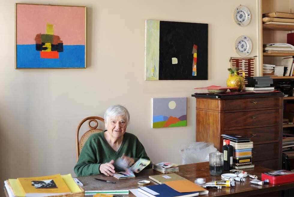 PARIS, FRANCE- APRIL 8:  The American-Lebanese artist and writer, Etel Adnan, at home in her Studio Workshop on April 8, 2015 in Paris, France.